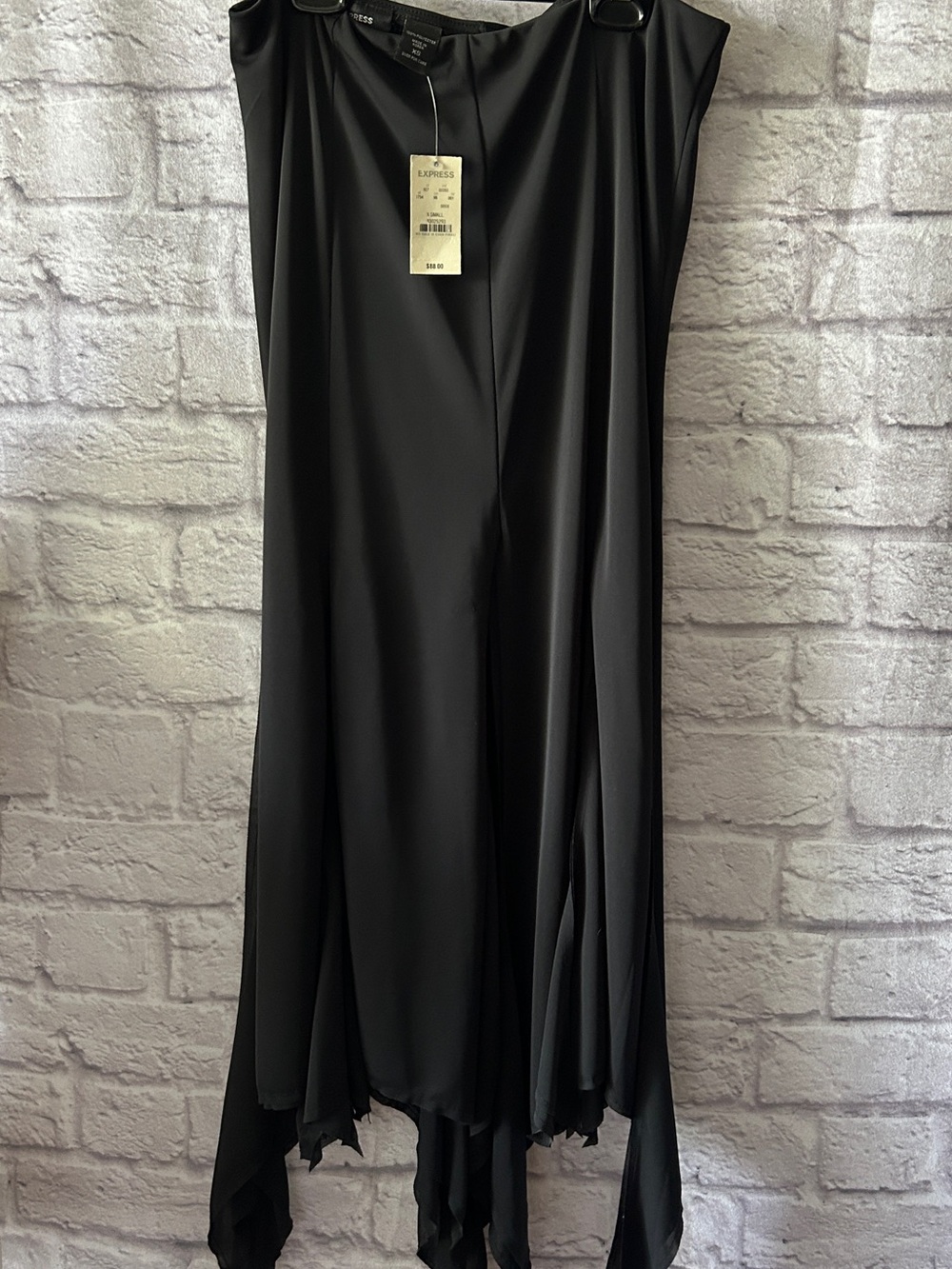 NWT Vintage Express Black Asymmetrical Midi Skirt Fairy Hem